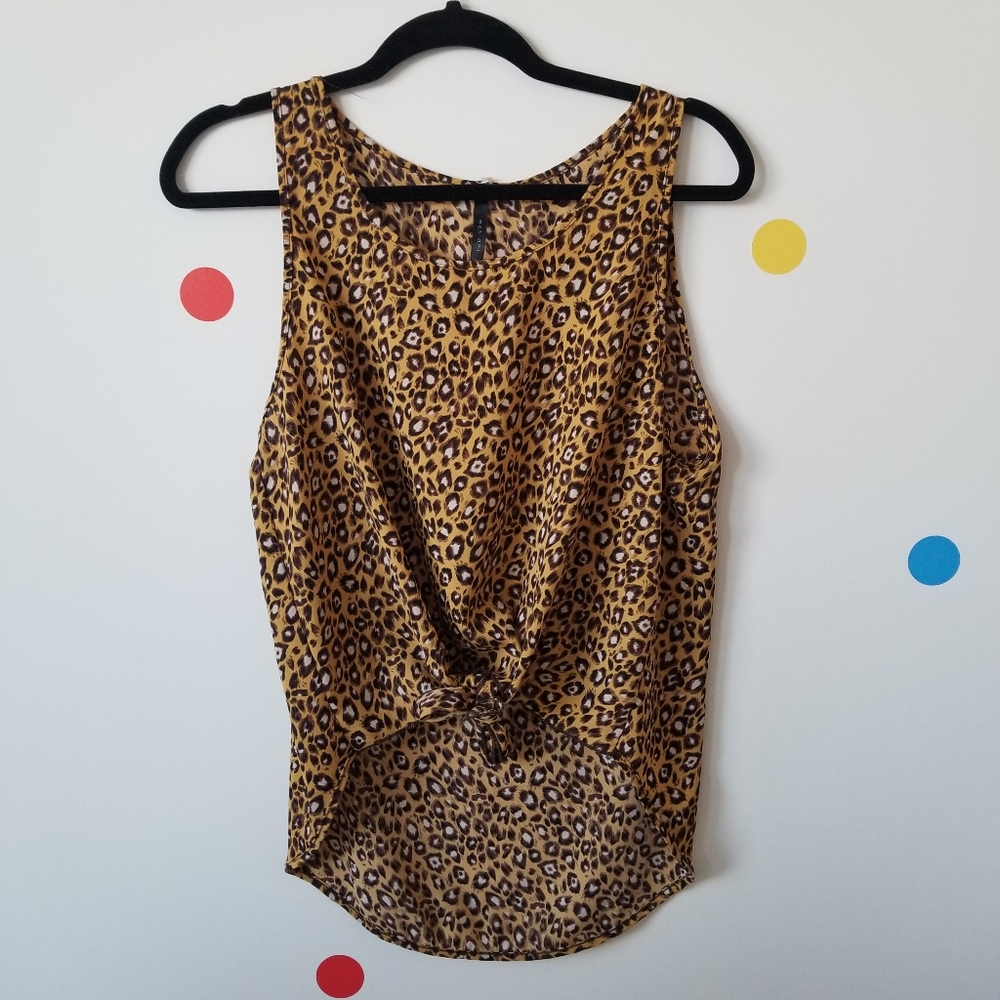 Mon Ami Leopard Print Woman Top With Knot